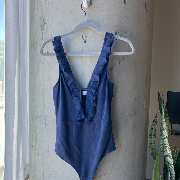 Vestique | Navy - Deep V Body Suit | Size: Large - Picture 2 of 5